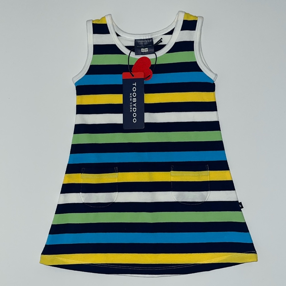 NWT Toobydoo New York Girls Dress Summer Tank Striped 18-24M